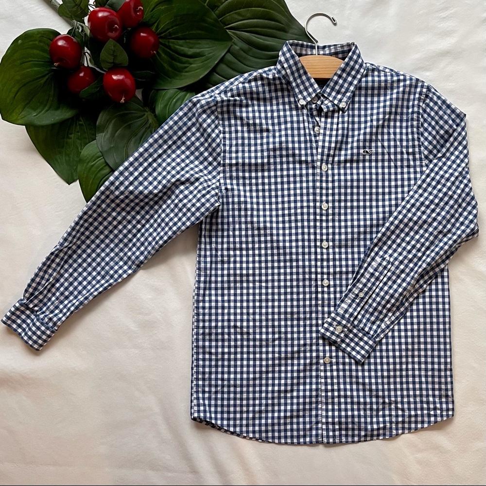 Vineyard Vines Long Sleeve Button Down Shirt Blue & White Check L /16 (Kid’s)